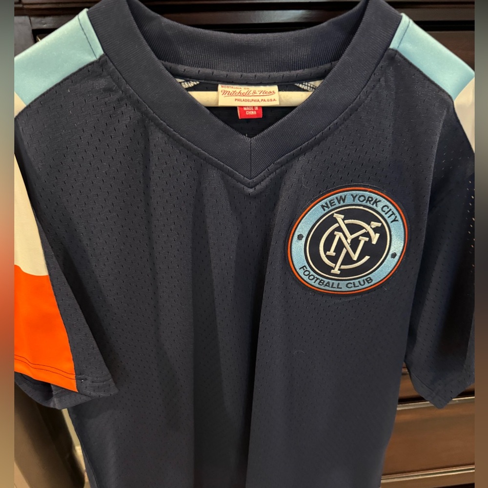 Mitchell & Ness NYCFC V-Neck Pullover Mesh Jersey - Men’s Large
